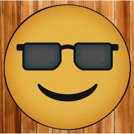 DEERLUX Emoji Style Round Funny Smiley Face Kids Area Rug, Sunglasses Emoji Rug, 36 x 36 QI003881.S